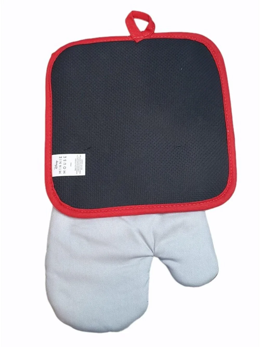 Minnie Mouse Oven Mitt and Pot Holder  Over Sized  Gray Red Black Disney